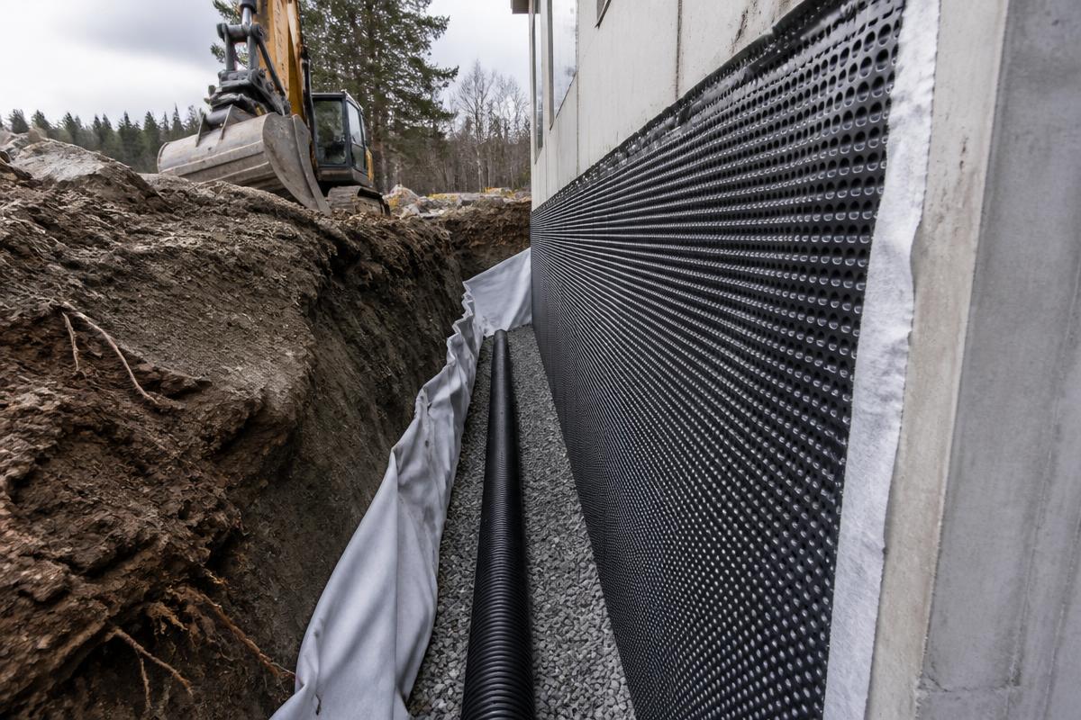 Dränering runt husgrund
